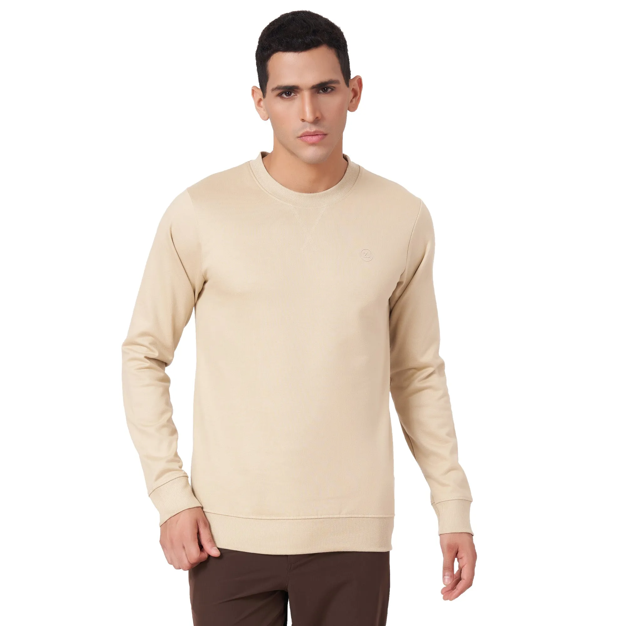 100% Cotton Round Neck Solid Regular Fit Full Sleeve Sweatshirt