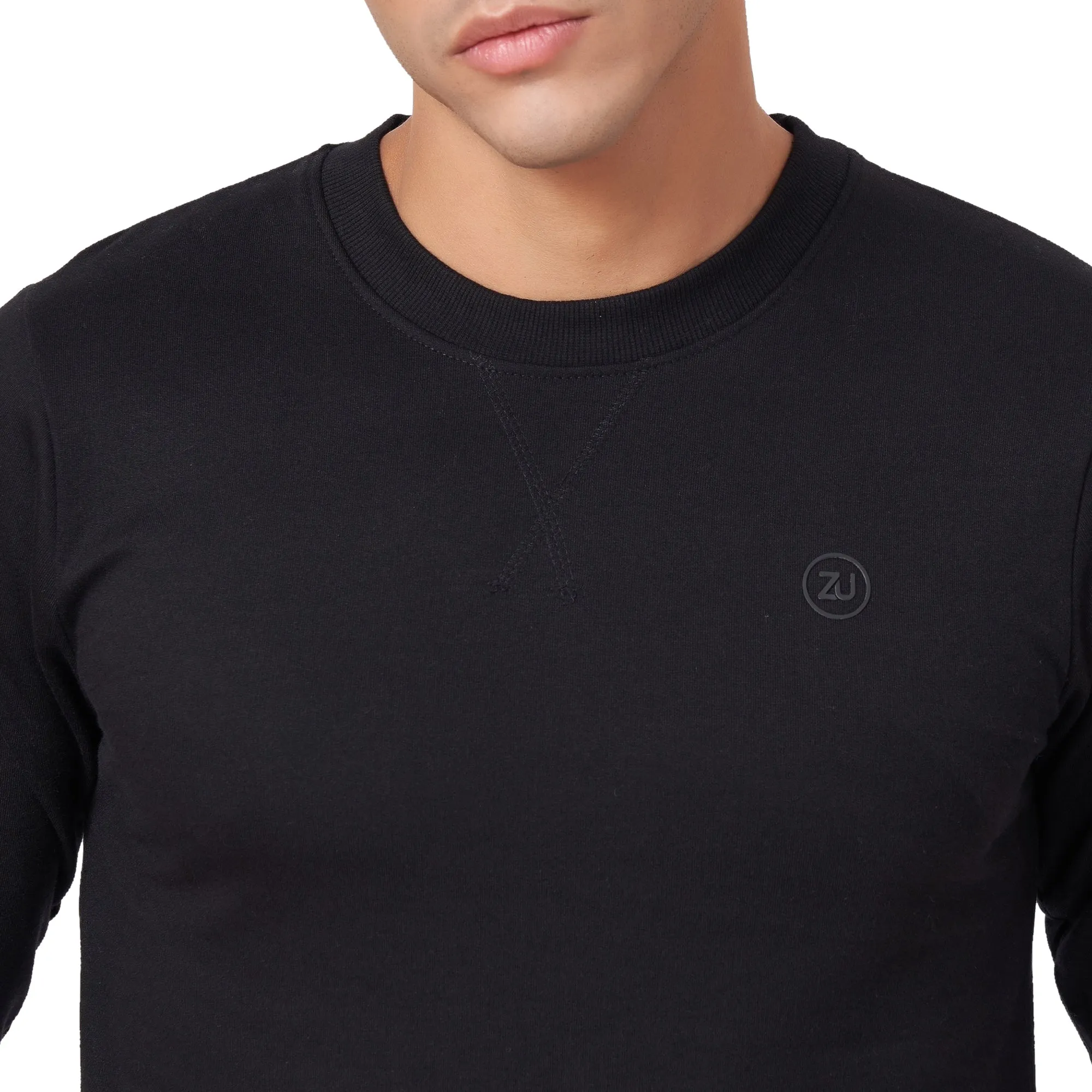 100% Cotton Round Neck Solid Regular Fit Full Sleeve Sweatshirt