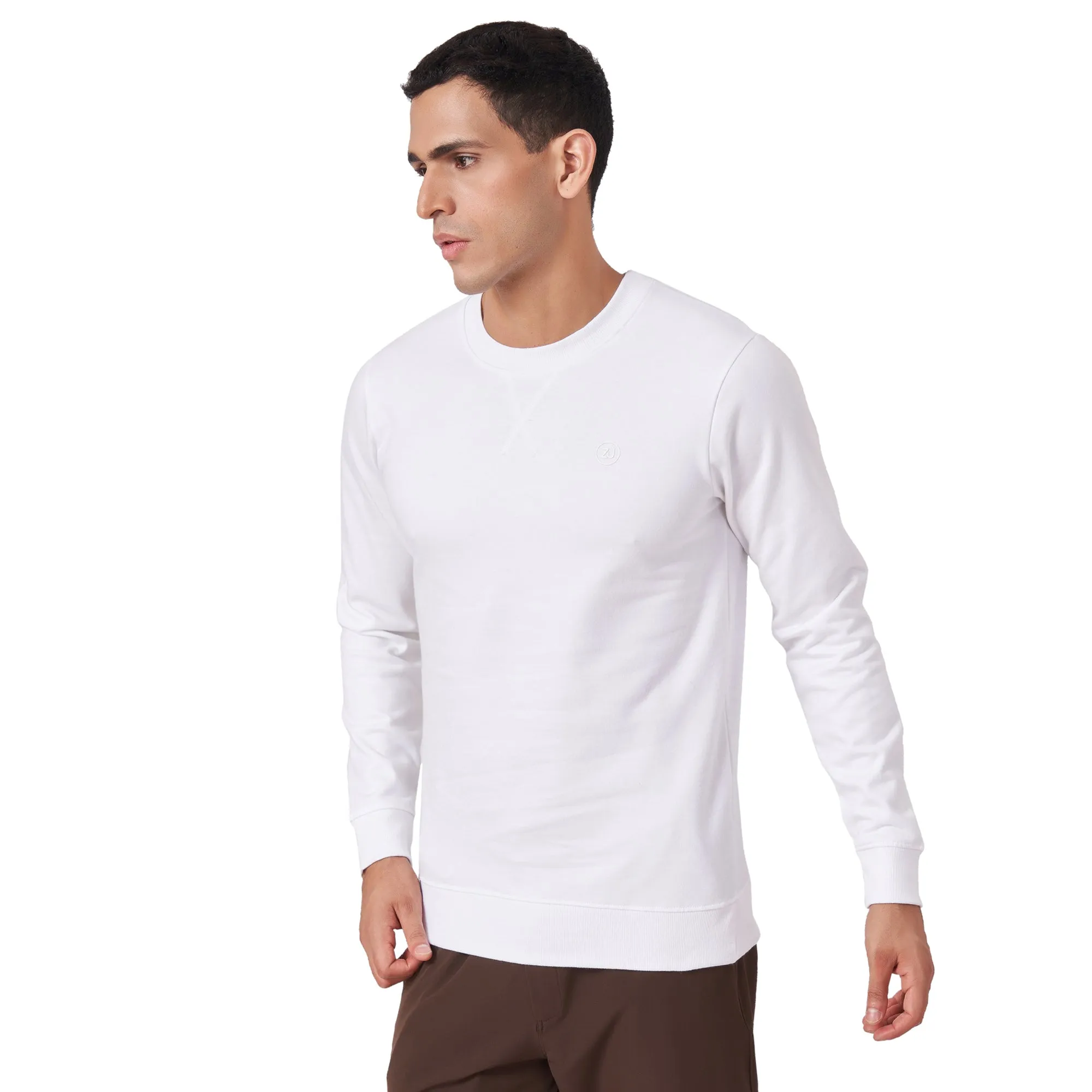 100% Cotton Round Neck Solid Regular Fit Full Sleeve Sweatshirt