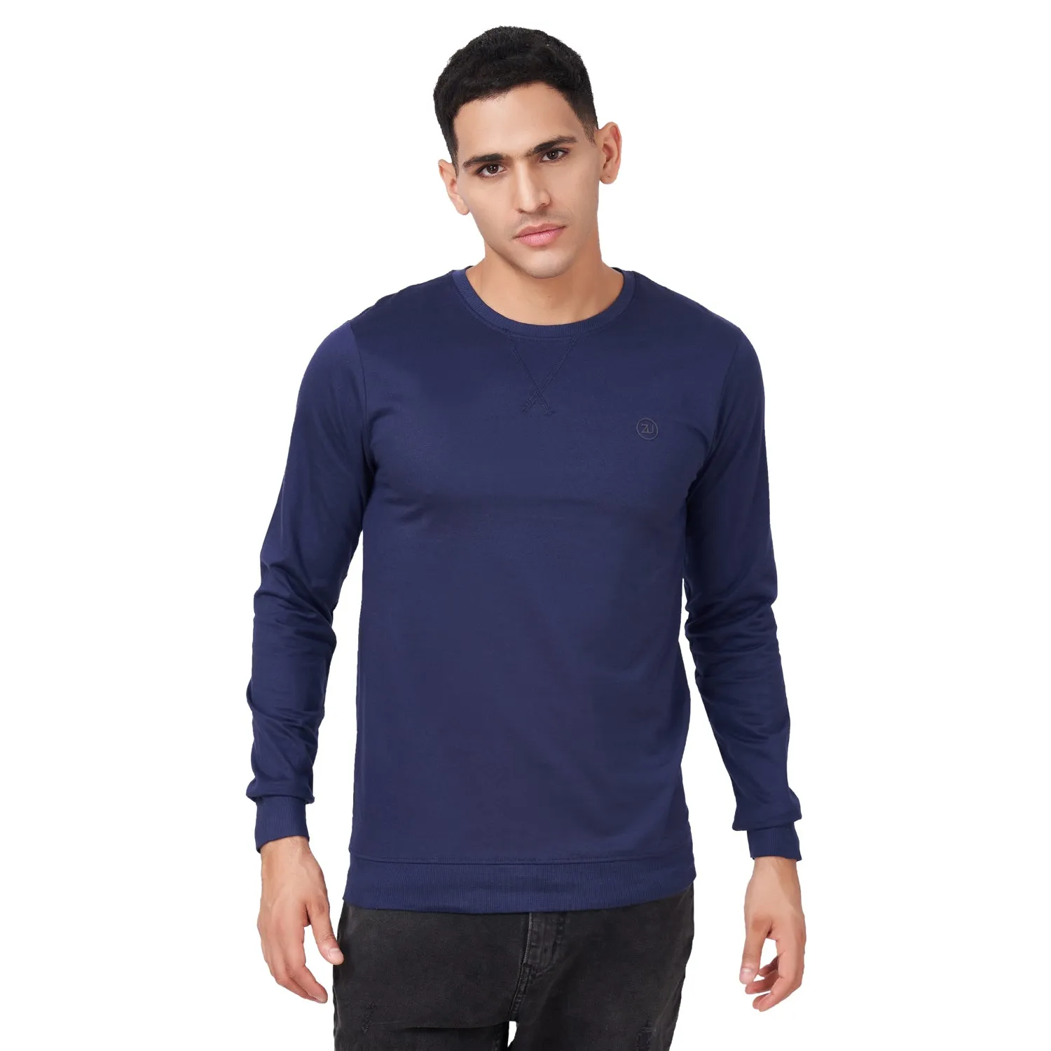 100% Cotton Round Neck Solid Regular Fit Full Sleeve Sweatshirt