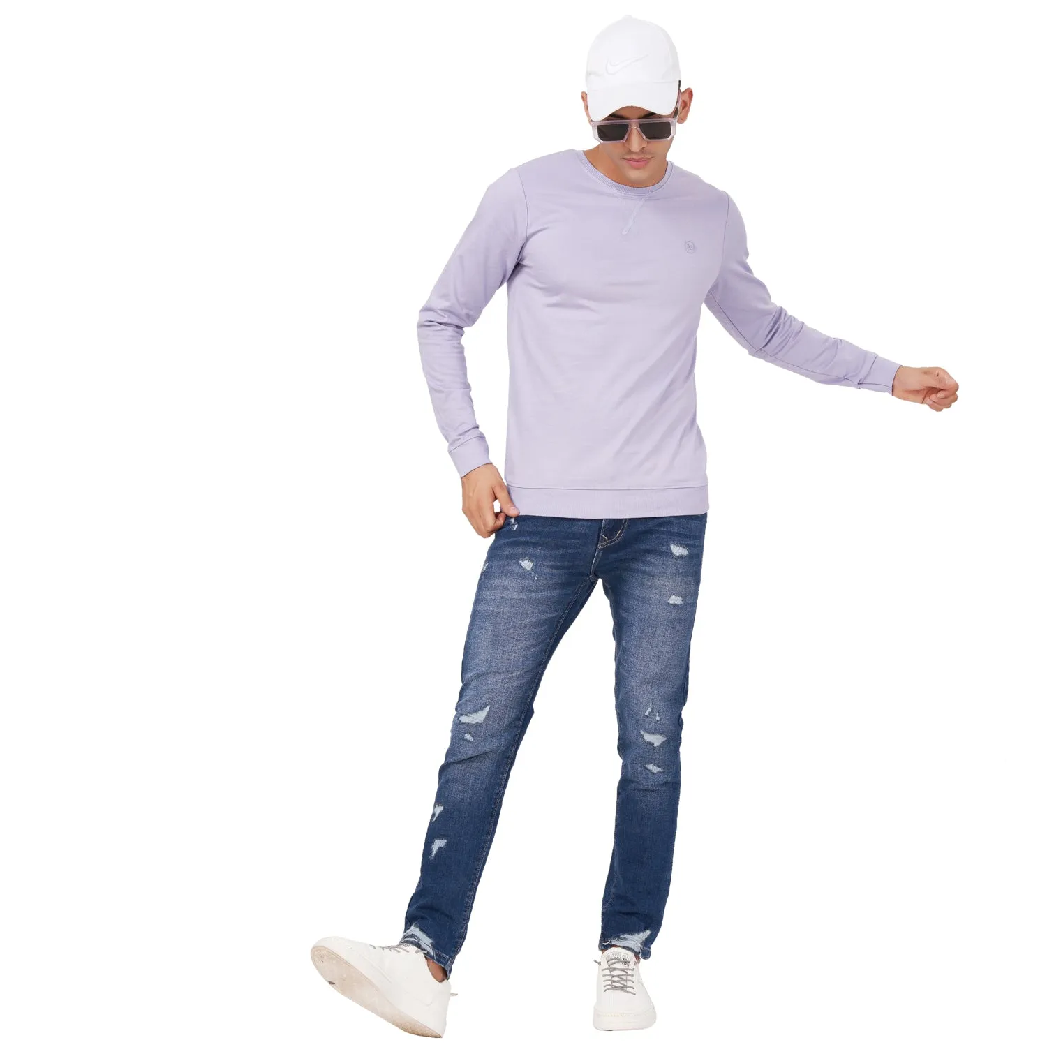 100% Cotton Round Neck Solid Regular Fit Full Sleeve Sweatshirt