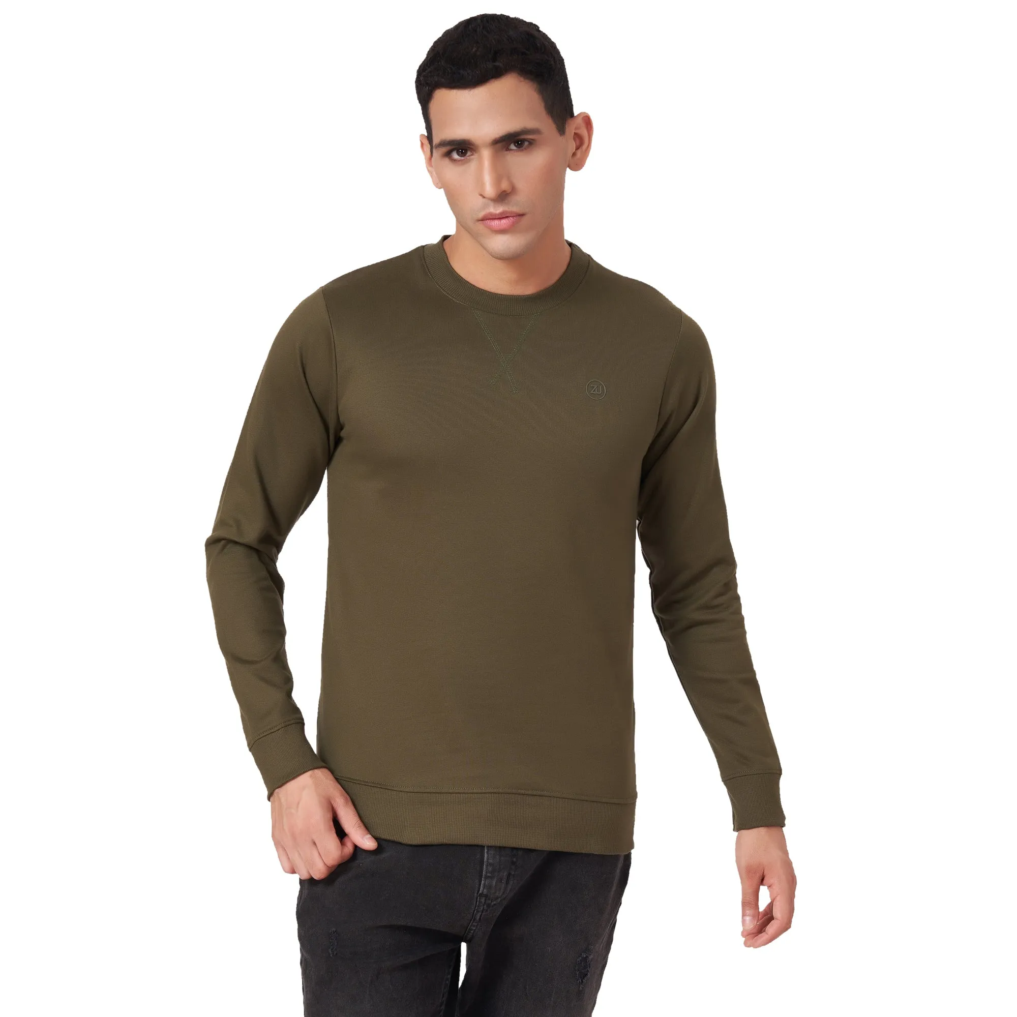 100% Cotton Round Neck Solid Regular Fit Full Sleeve Sweatshirt