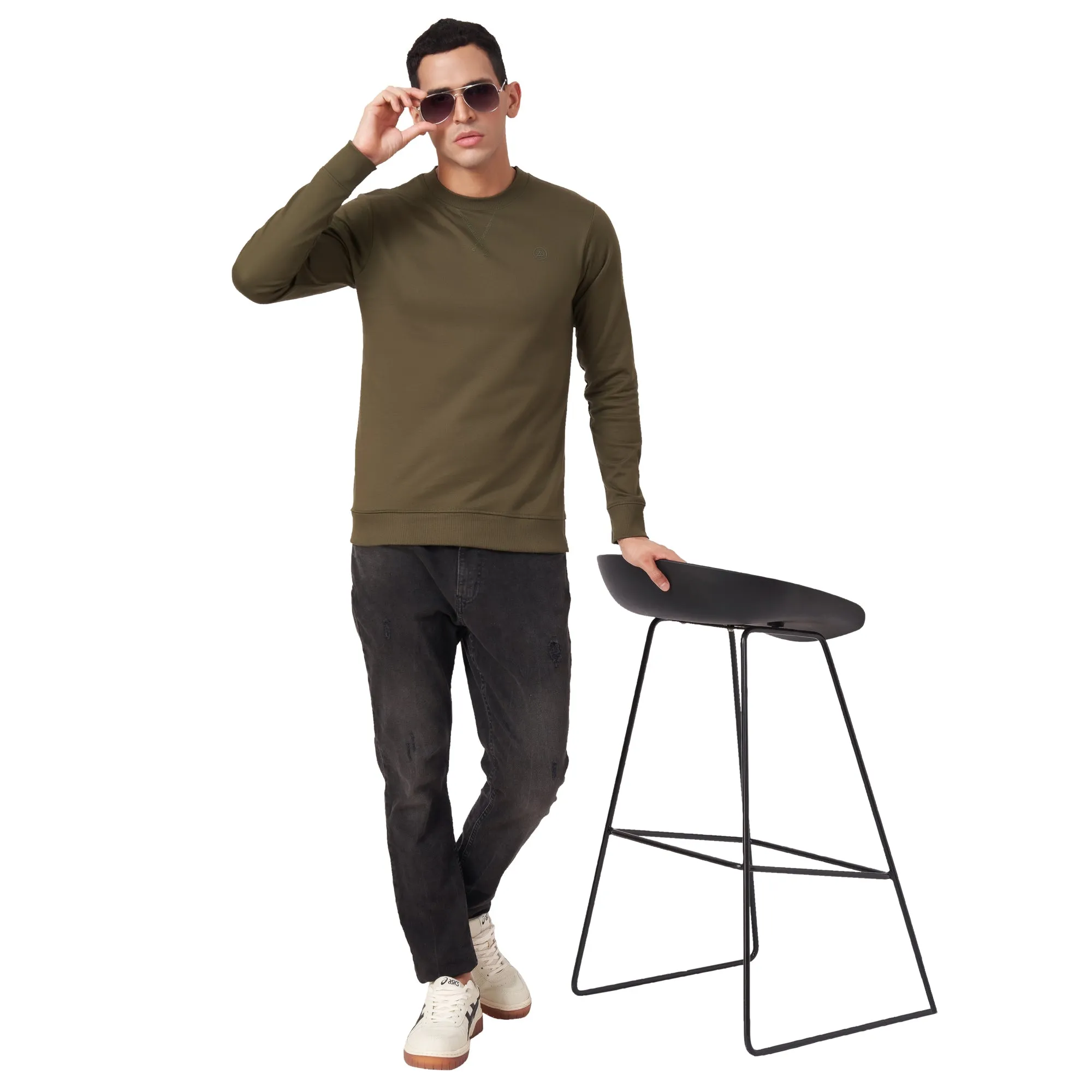 100% Cotton Round Neck Solid Regular Fit Full Sleeve Sweatshirt