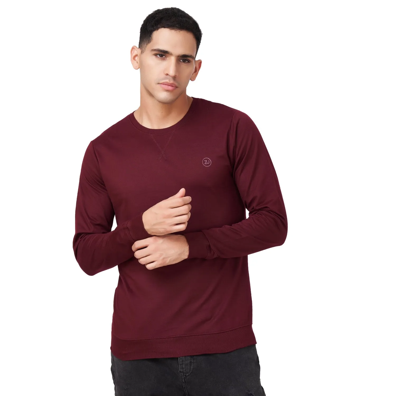 100% Cotton Round Neck Solid Regular Fit Full Sleeve Sweatshirt