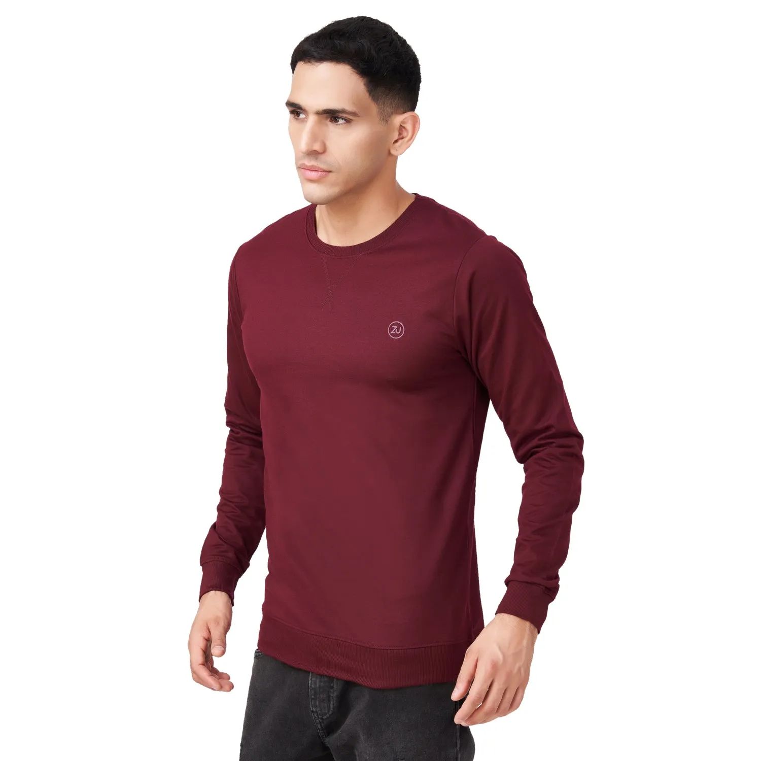 100% Cotton Round Neck Solid Regular Fit Full Sleeve Sweatshirt