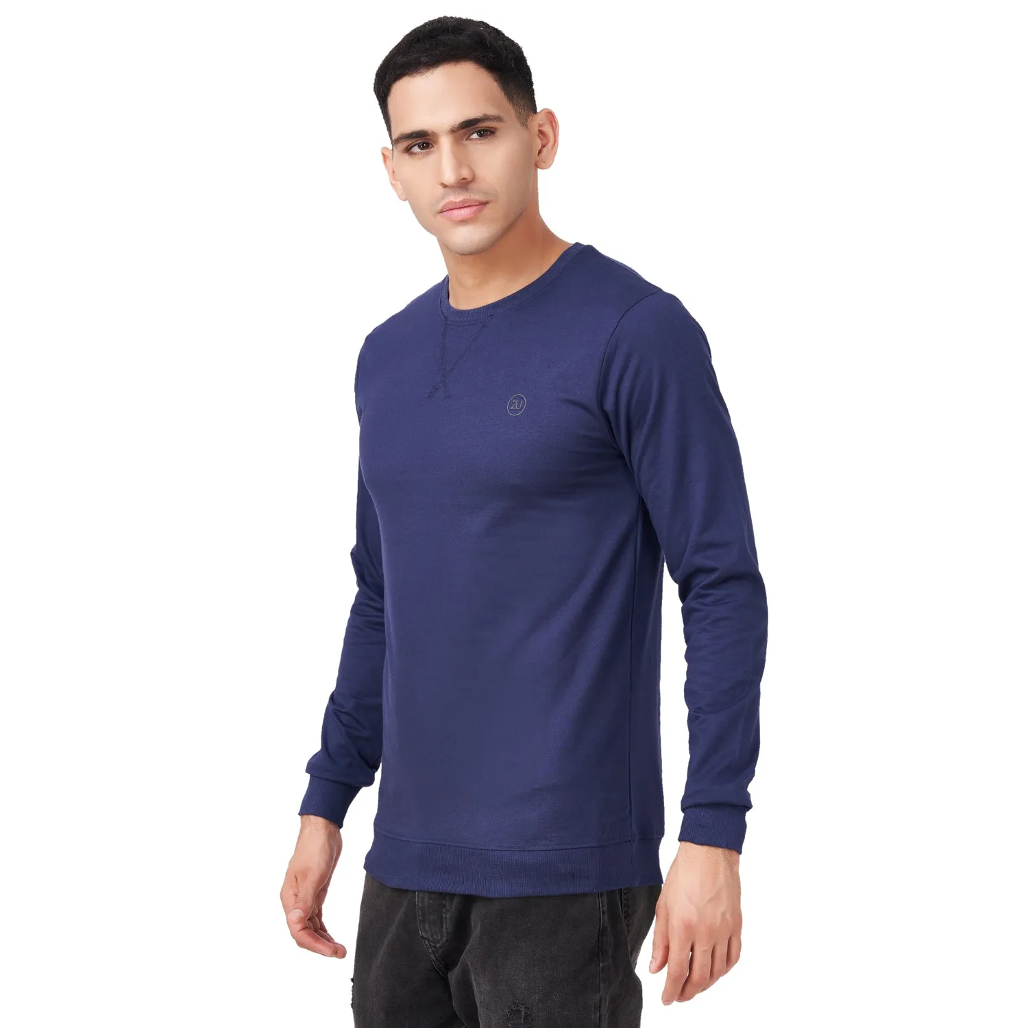 100% Cotton Round Neck Solid Regular Fit Full Sleeve Sweatshirt