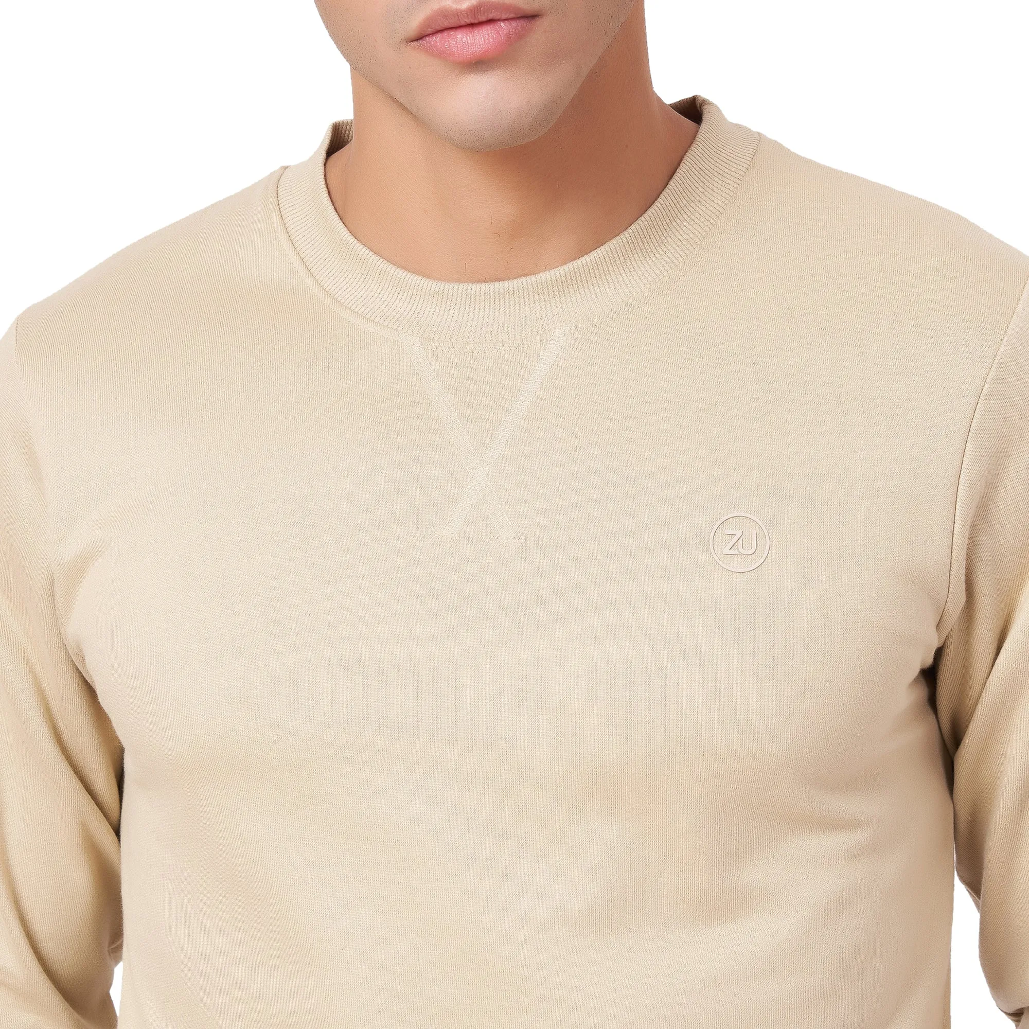 100% Cotton Round Neck Solid Regular Fit Full Sleeve Sweatshirt