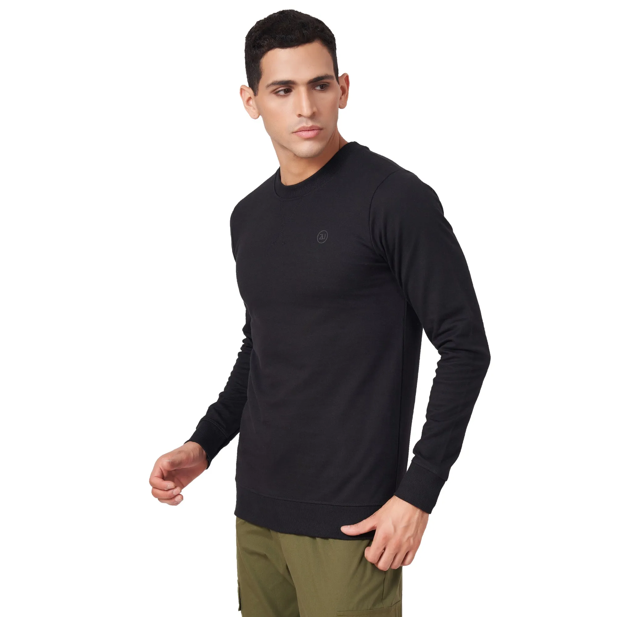 100% Cotton Round Neck Solid Regular Fit Full Sleeve Sweatshirt