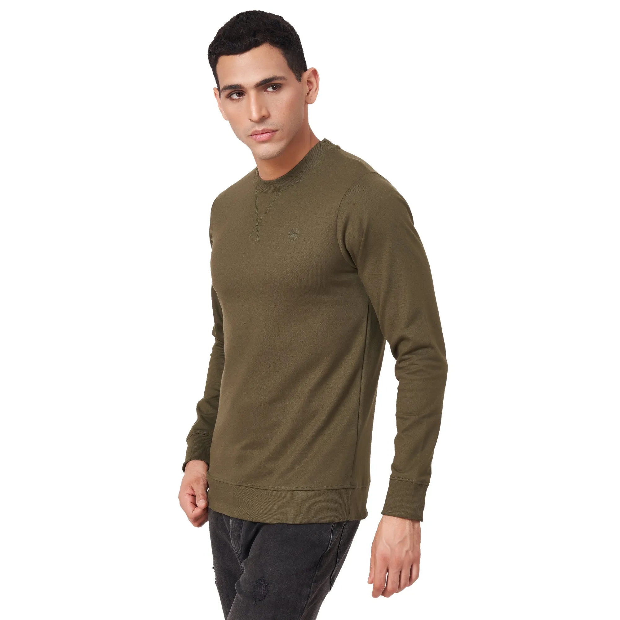 100% Cotton Round Neck Solid Regular Fit Full Sleeve Sweatshirt