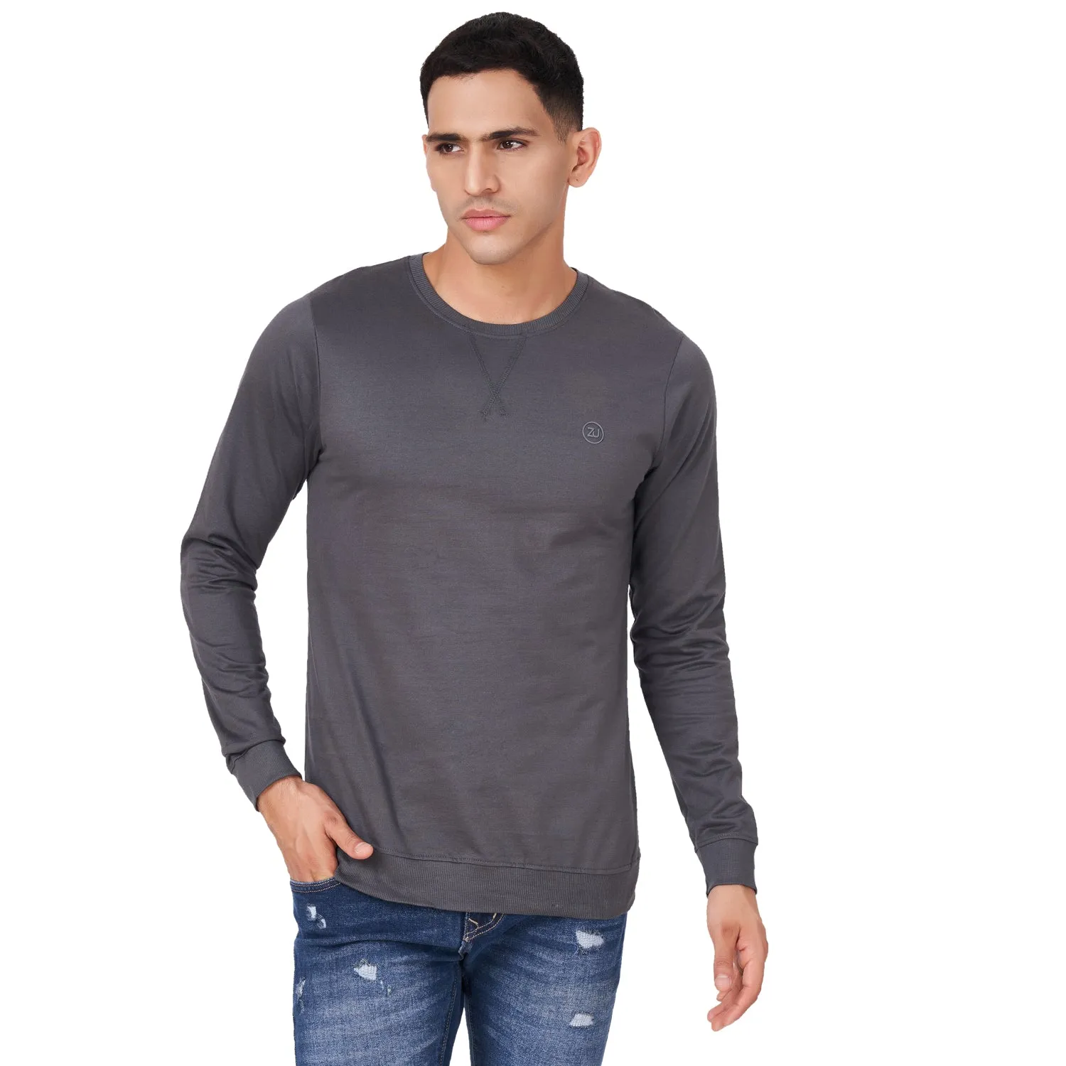 100% Cotton Round Neck Solid Regular Fit Full Sleeve Sweatshirt