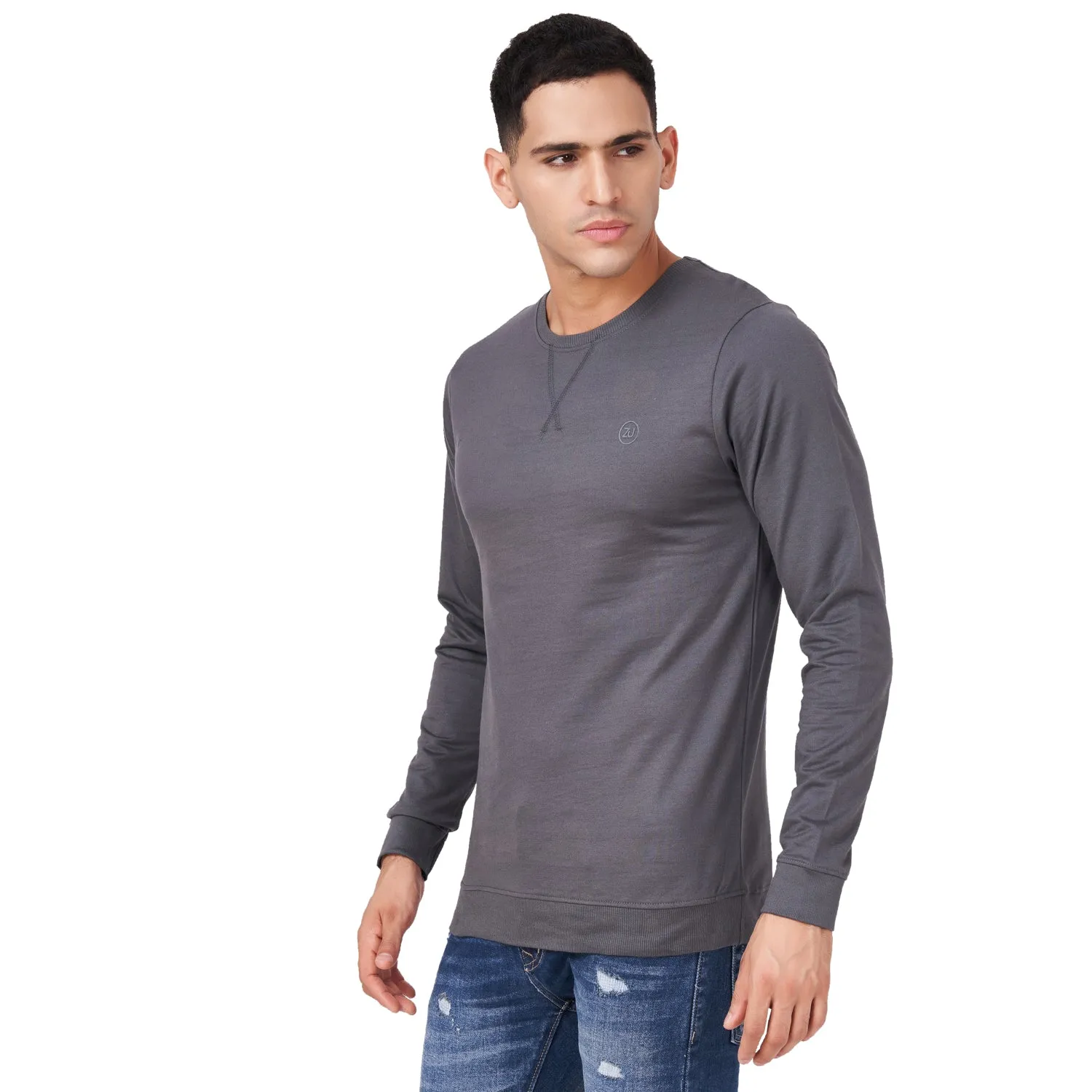 100% Cotton Round Neck Solid Regular Fit Full Sleeve Sweatshirt