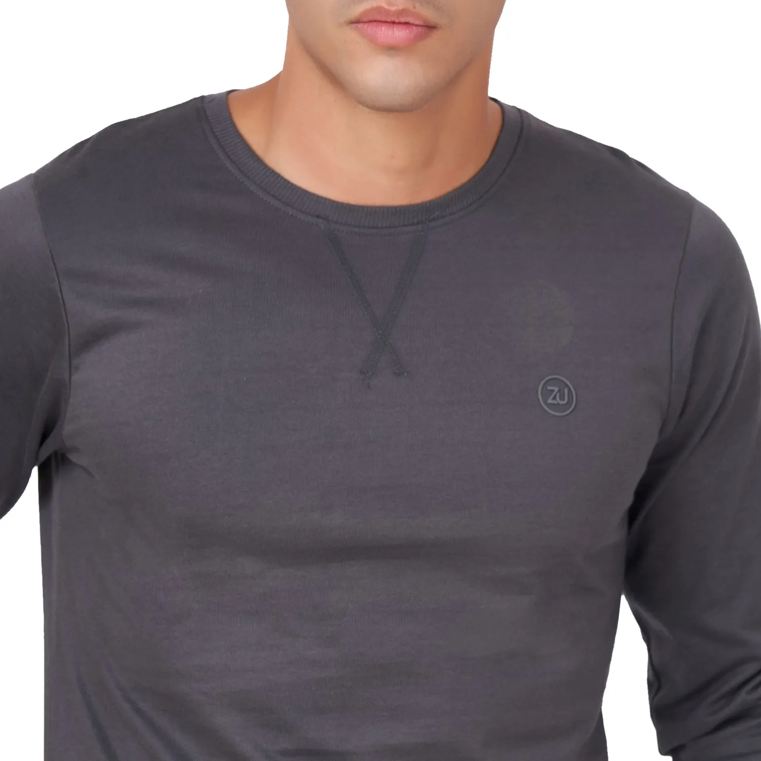 100% Cotton Round Neck Solid Regular Fit Full Sleeve Sweatshirt