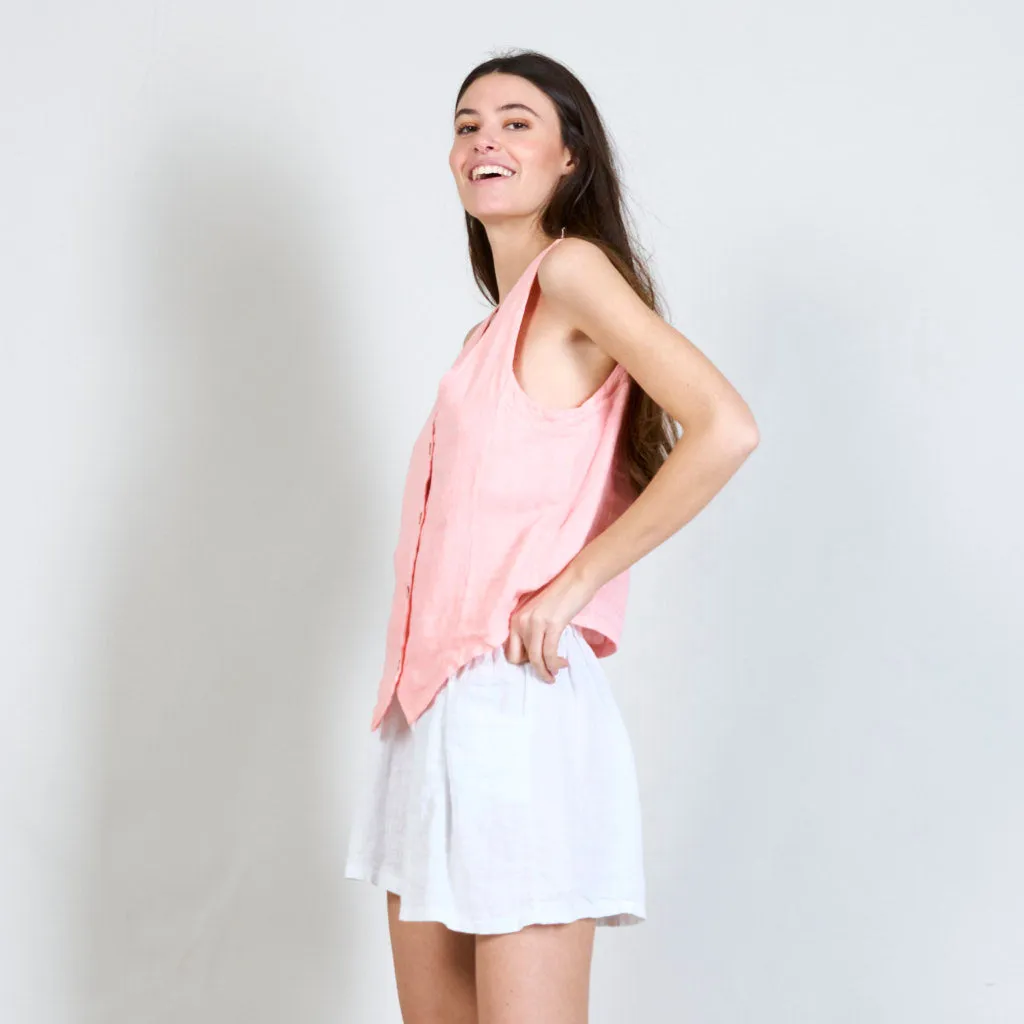 100% Linen cropped vest wholesale