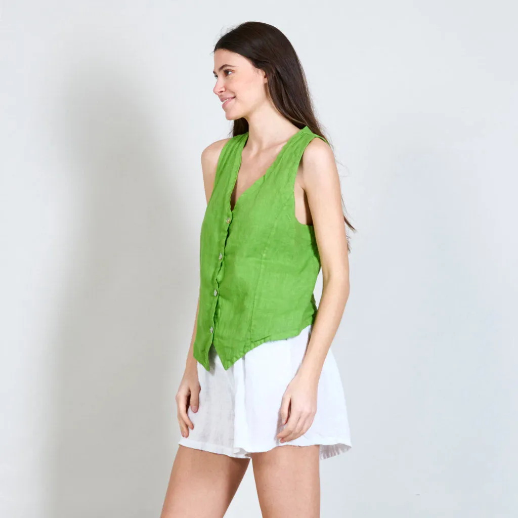 100% Linen cropped vest wholesale