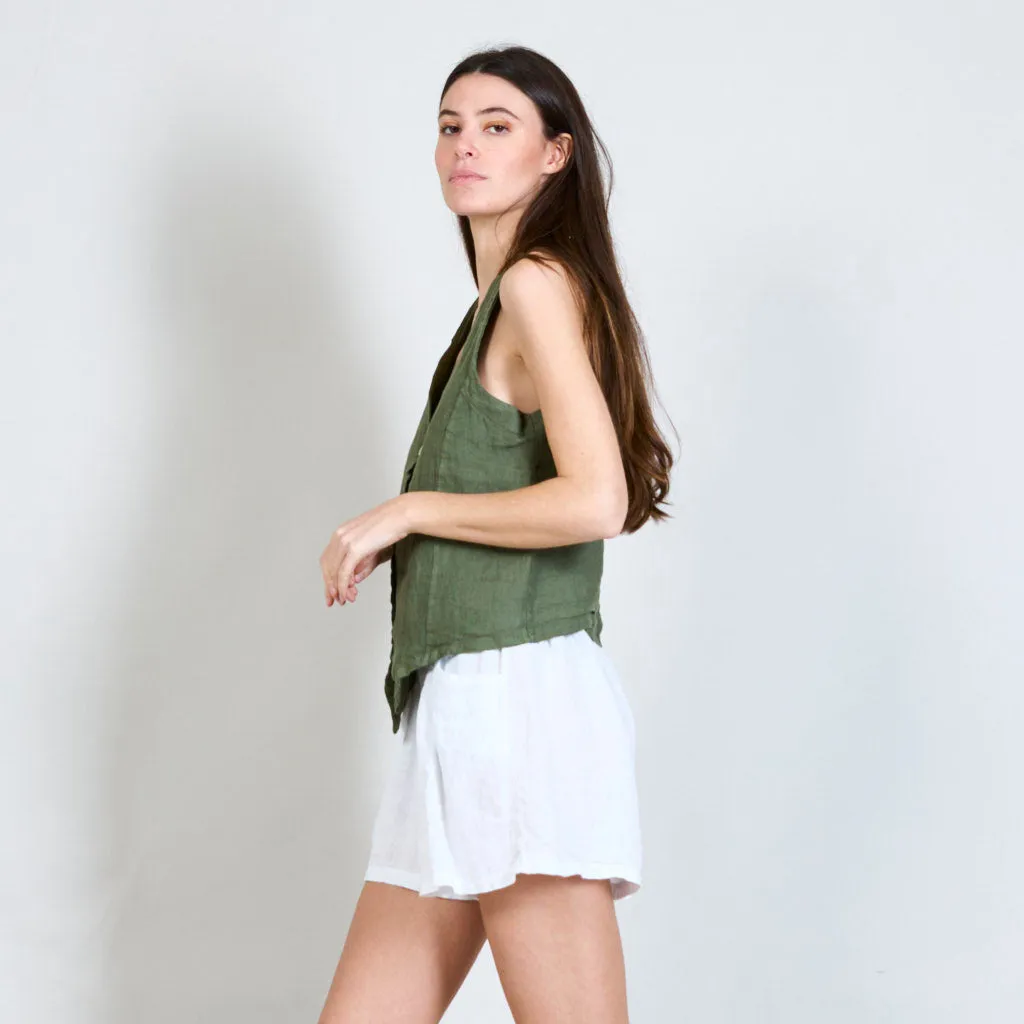 100% Linen cropped vest wholesale