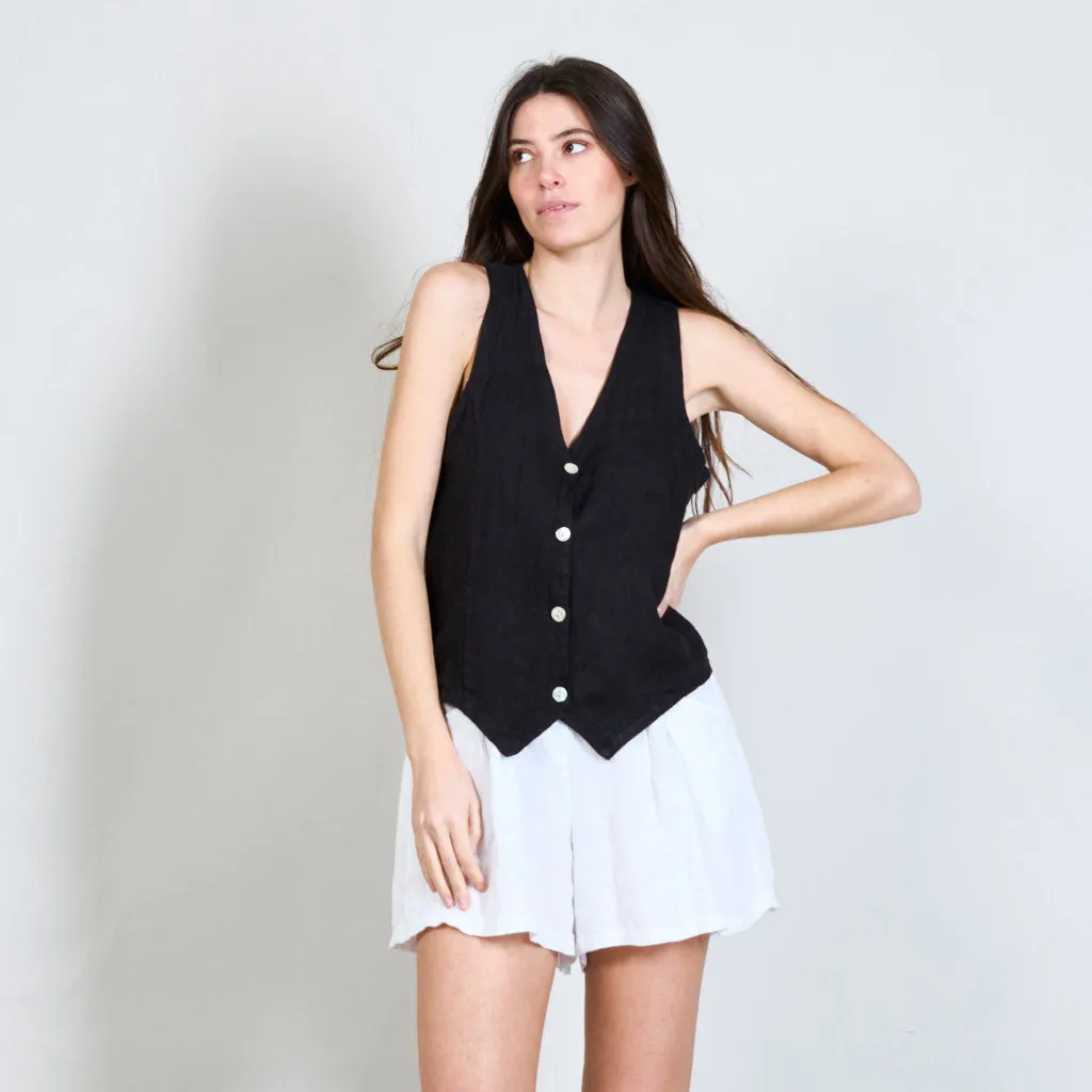 100% Linen cropped vest wholesale