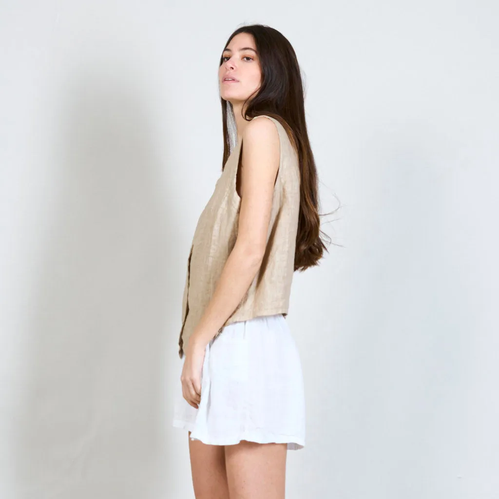 100% Linen cropped vest wholesale