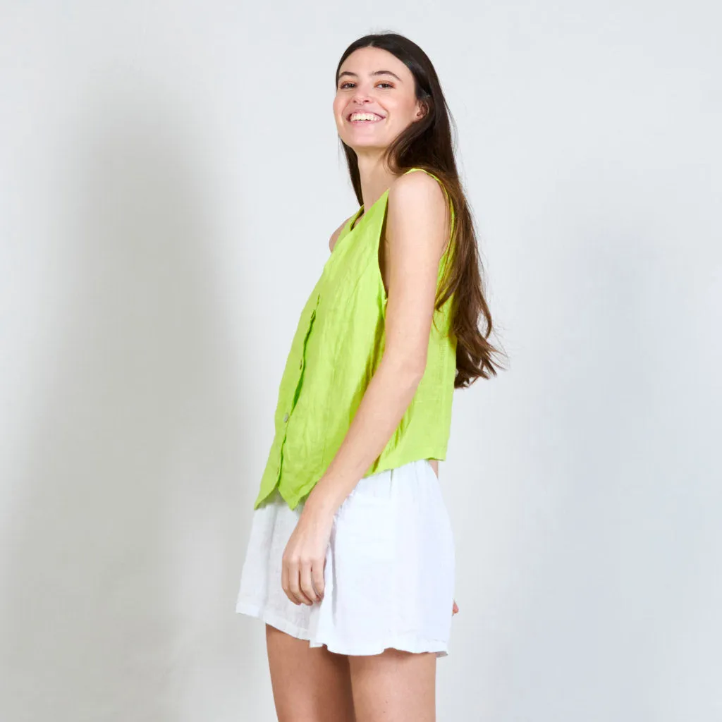 100% Linen cropped vest wholesale