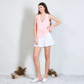 100% Linen cropped vest wholesale