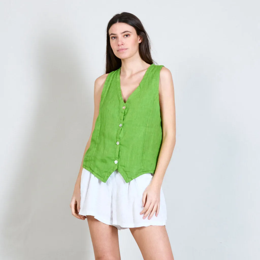 100% Linen cropped vest wholesale