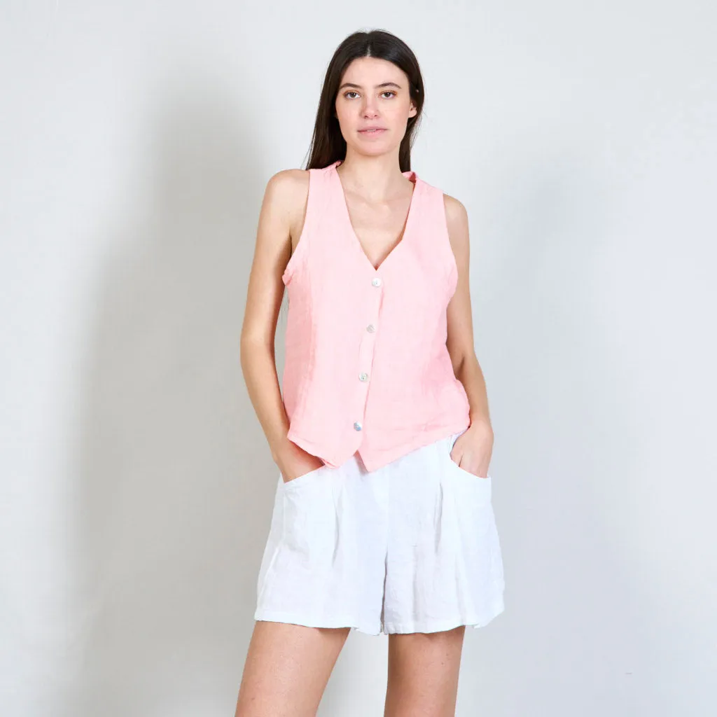 100% Linen cropped vest wholesale