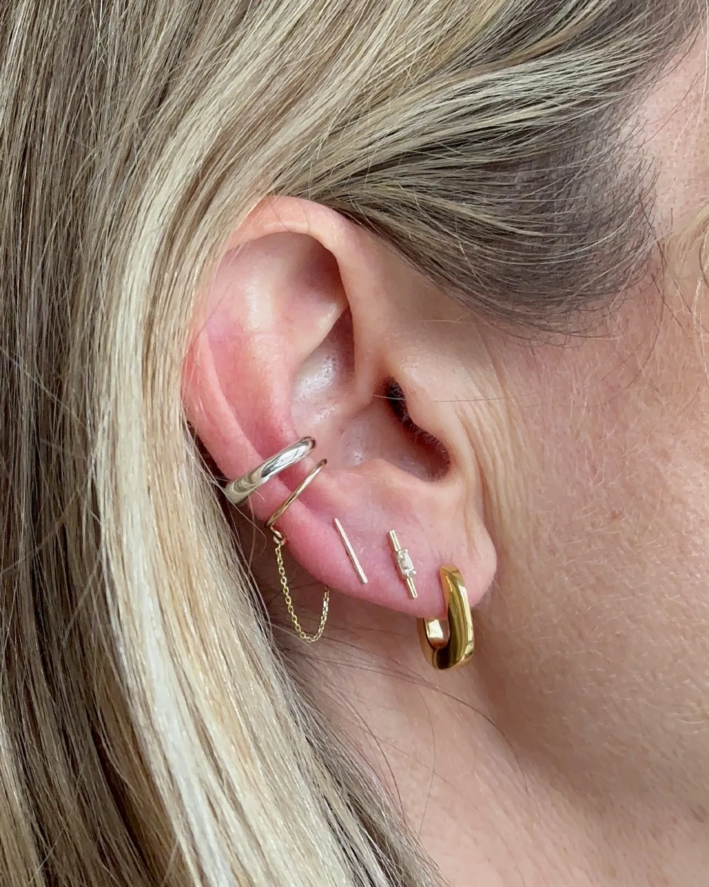 14K Gold Ear Cuff with Chain