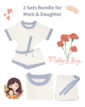 2-Set Bundle for Mom & Daughter: Relaxed Sleepwear Set (Natural color)