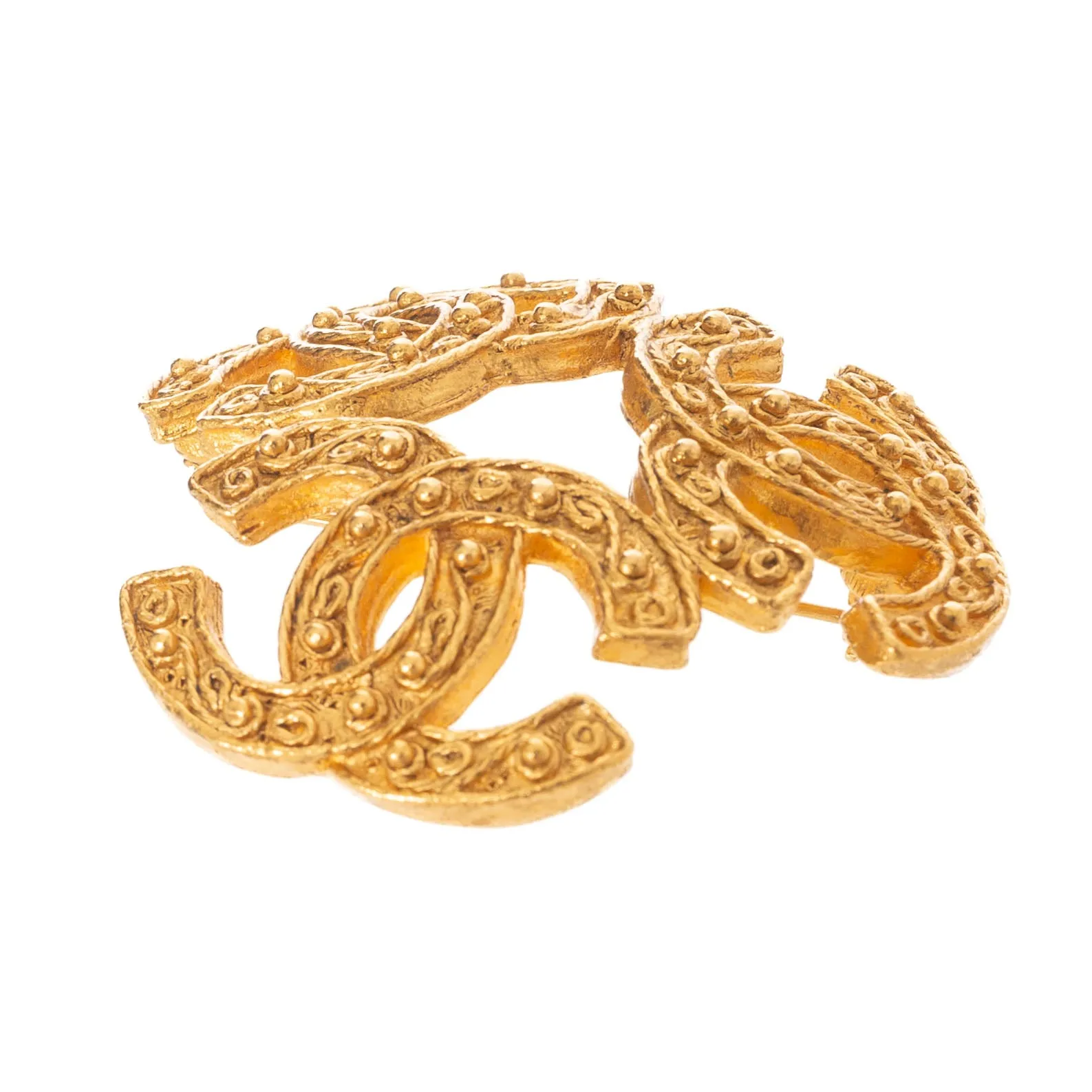 2004 Gold-Plated Triple Interlocking CC Brooch