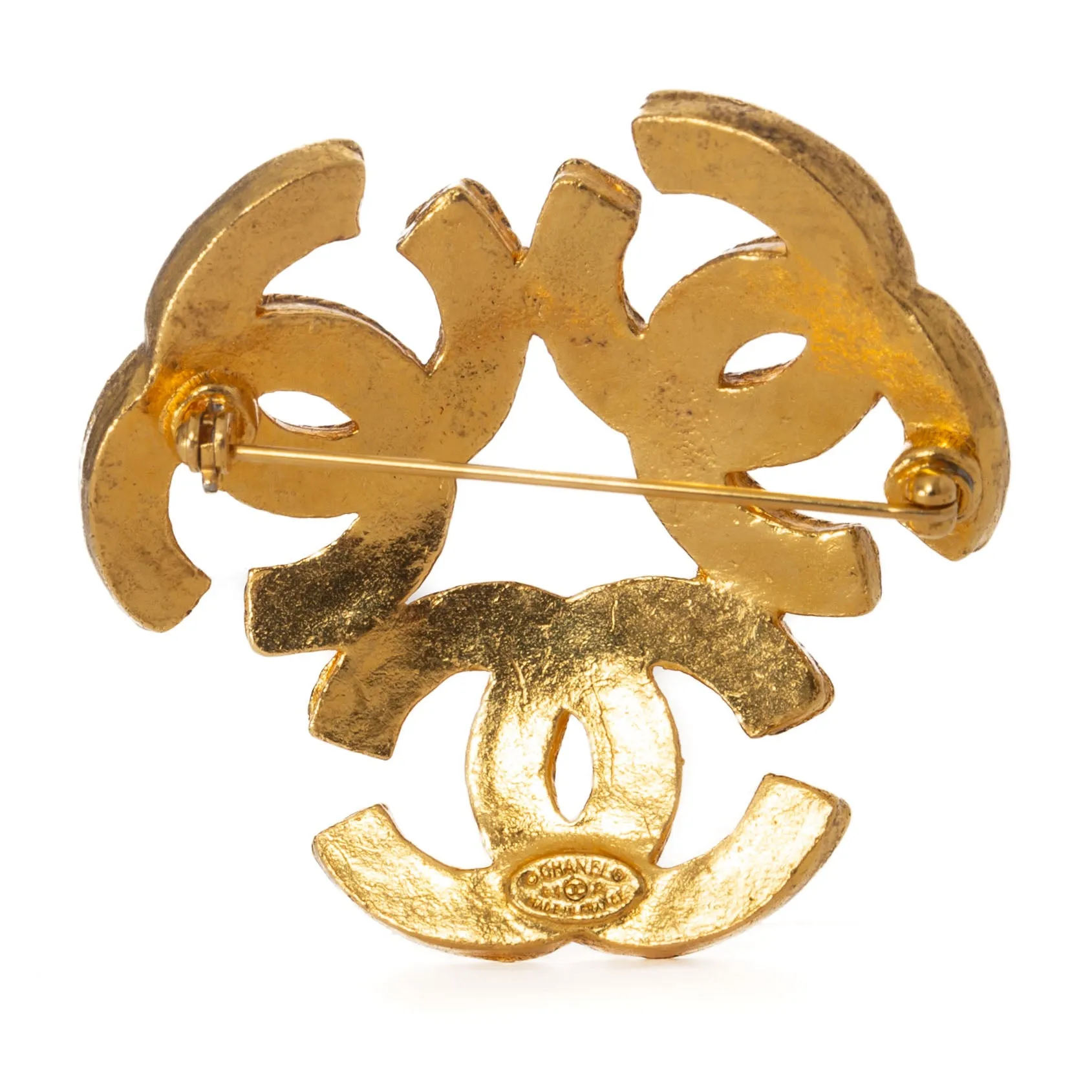 2004 Gold-Plated Triple Interlocking CC Brooch