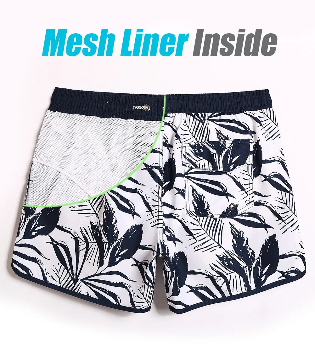 4.5 Inch Inseam Vintage Ink Painting Swim Trunks