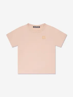 Acne Studios Kids Mini Nash Face Logo Patch T-Shirt in Pink