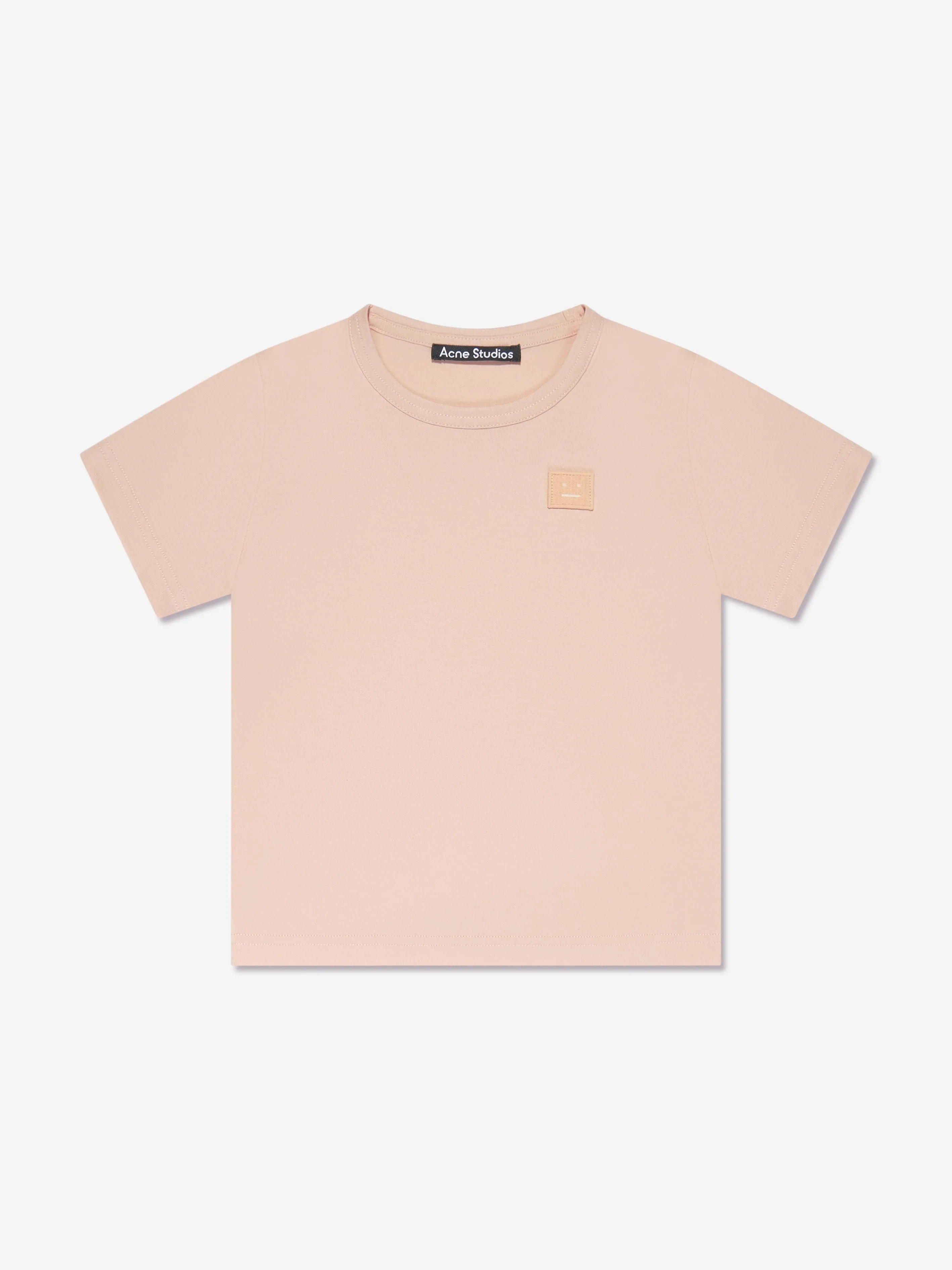 Acne Studios Kids Mini Nash Face Logo Patch T-Shirt in Pink