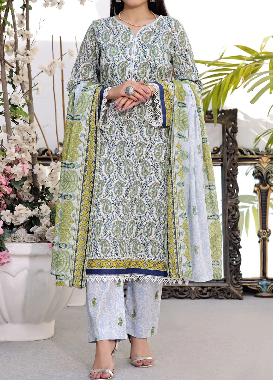 Aiza & Momina By VS Textile Printed Lawn 3 Piece Unstitched Suit VST24A&M V2 D-316