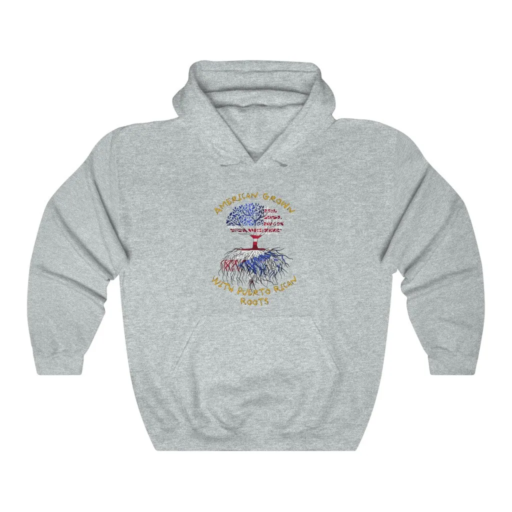 American Grown W/ PR ROOTS - Unisex Heavy Blend™ Hooded Sweatshirt