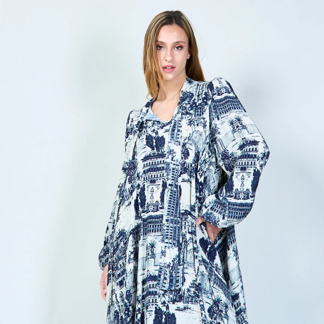 Architectural print midi dress wholesale