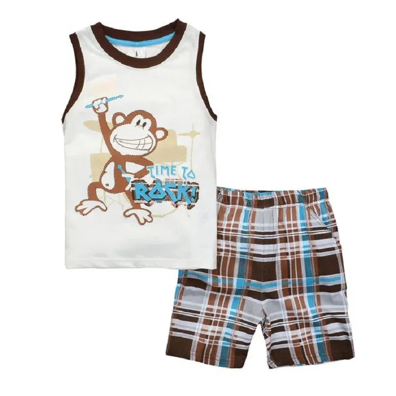 Baby Boy Animal Crab Plaid Pajama Sleepwear Set