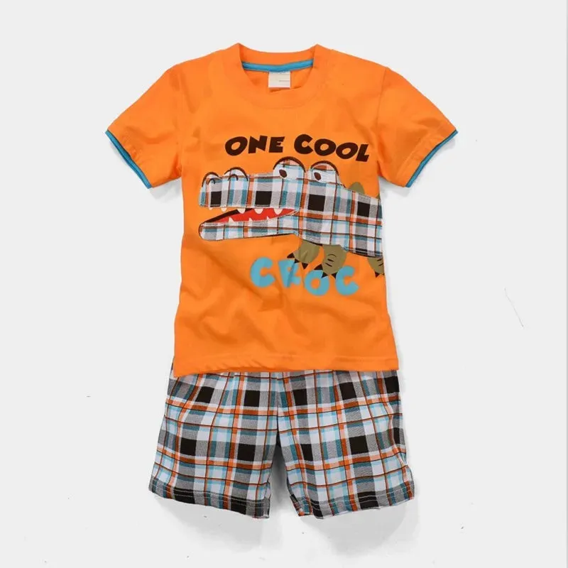 Baby Boy Animal Crab Plaid Pajama Sleepwear Set