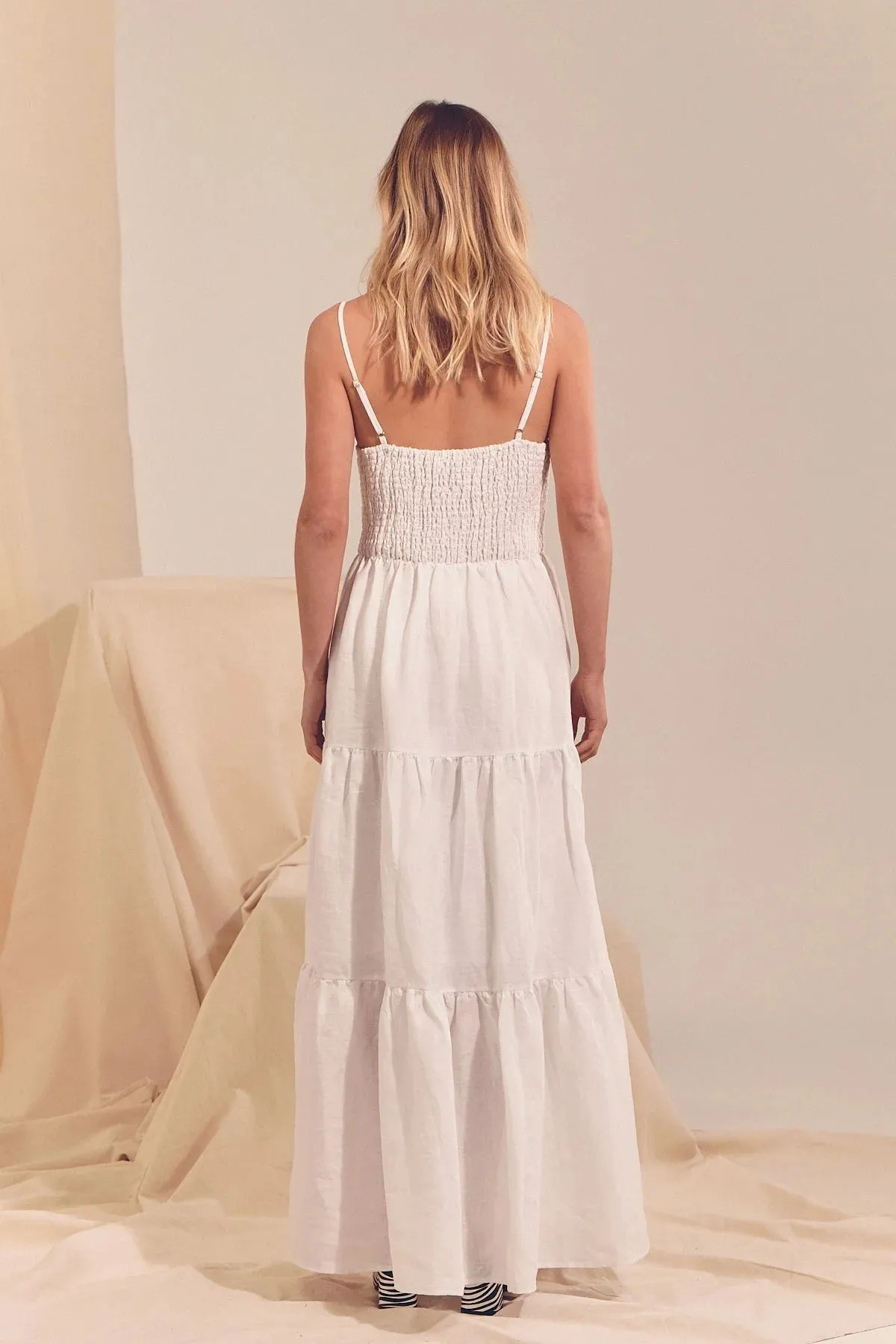 Bambi Maxi Dress - White Linen Collection