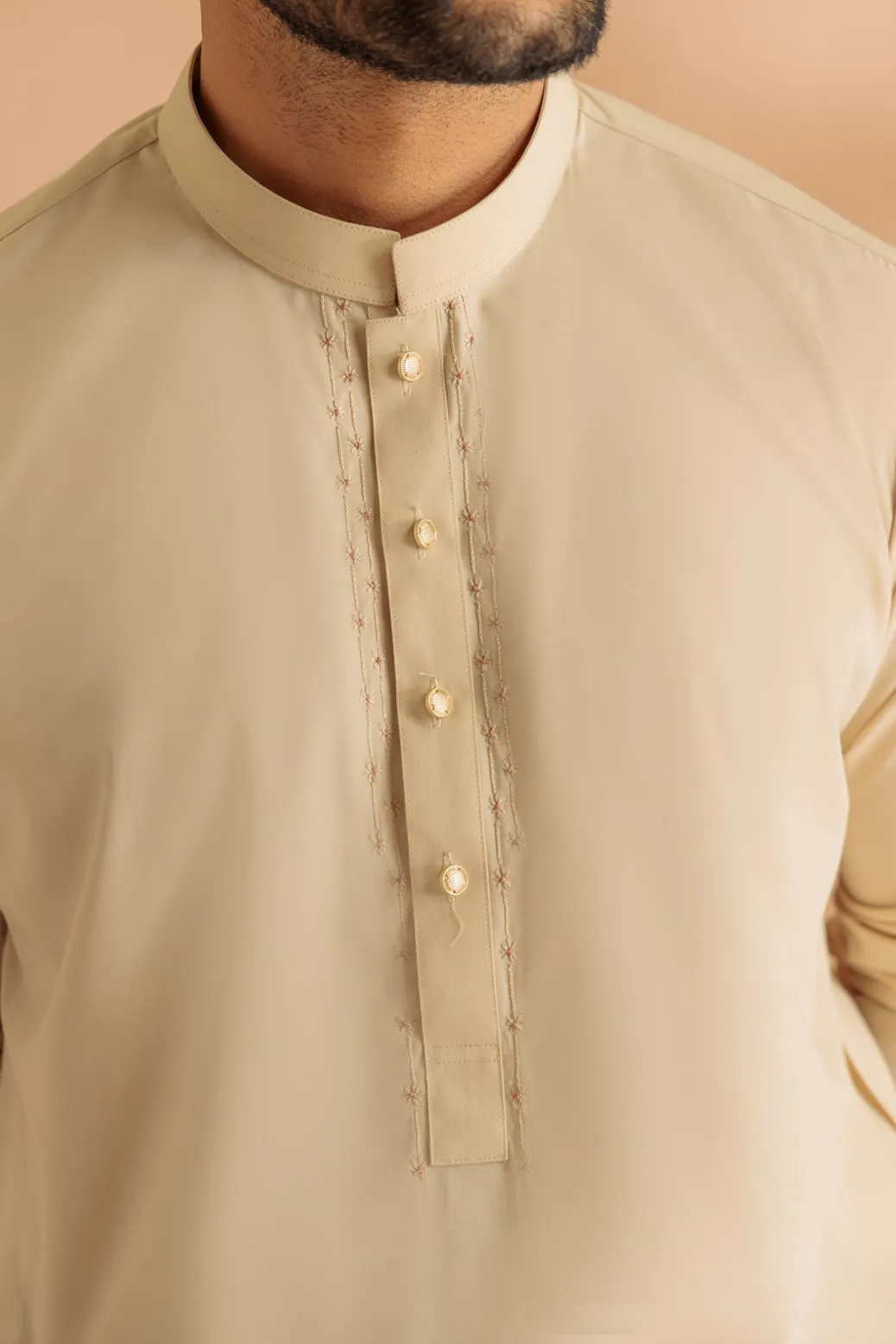 BEIGE-BLENDED-KURTA SHALWAR - (KSRS24-037)