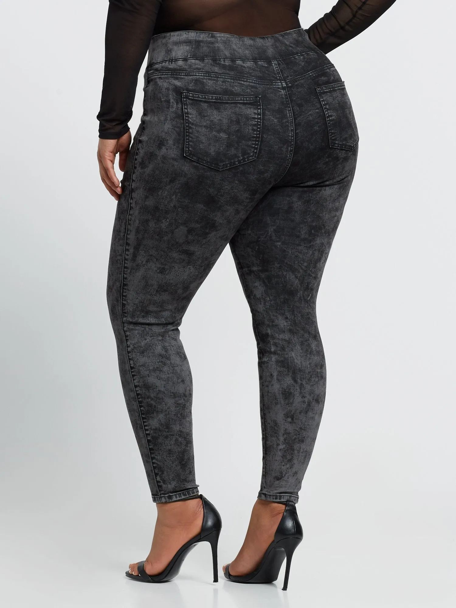 Black Acid Wash High-Rise Jeggings