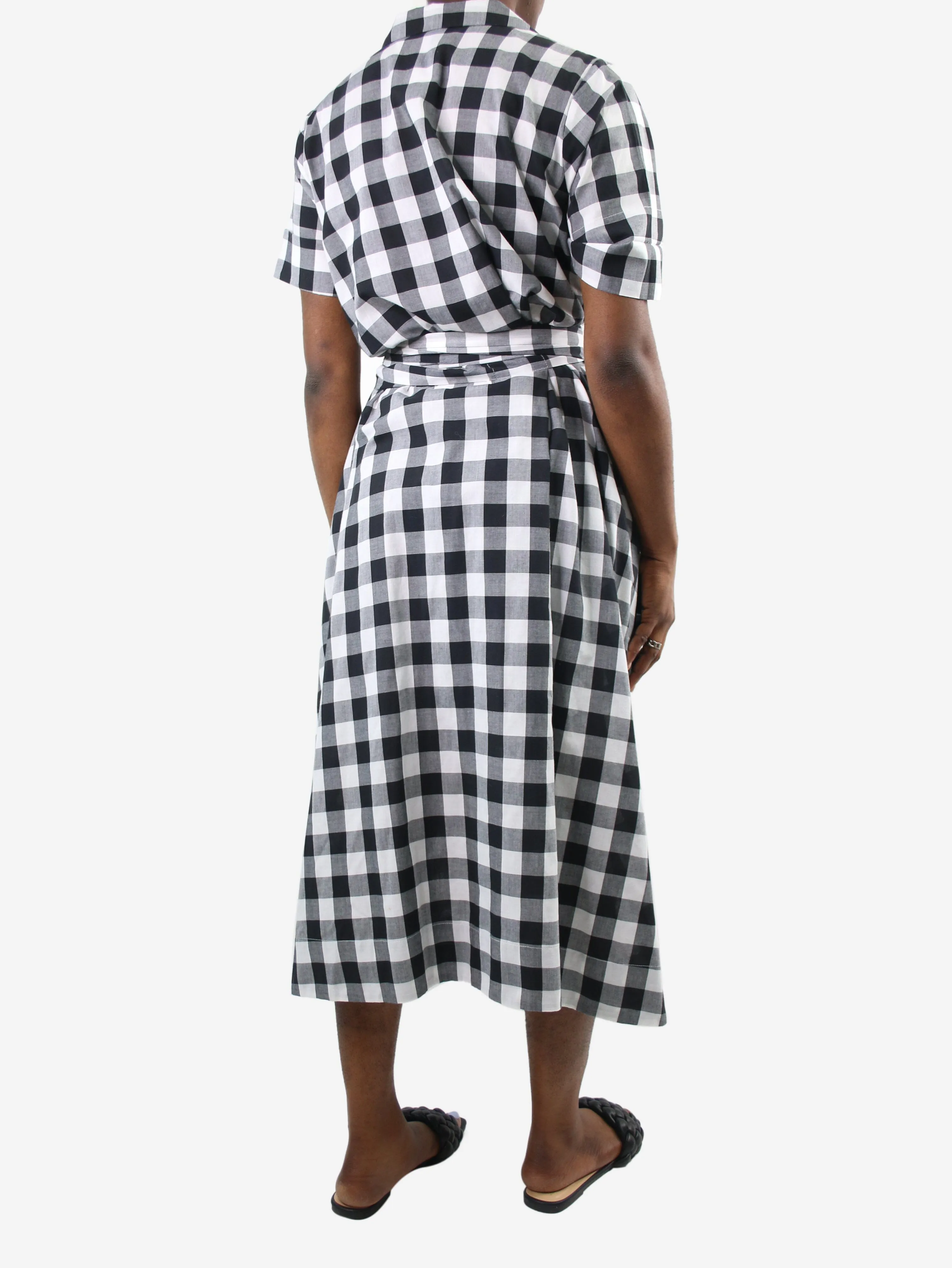 Black check midi dress with belt - size IT 42/44