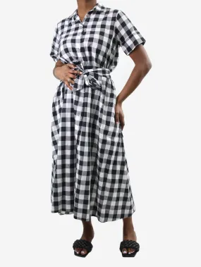 Black check midi dress with belt - size IT 42/44