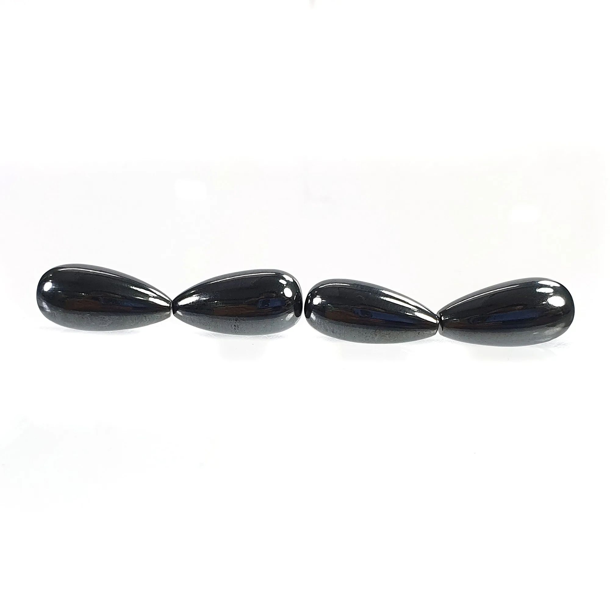 BLACK HEMATITE Gemstone Cabochon : 108.20cts Natural Untreated Unheated Hematite Tear Drop 20.5mm 4pcs