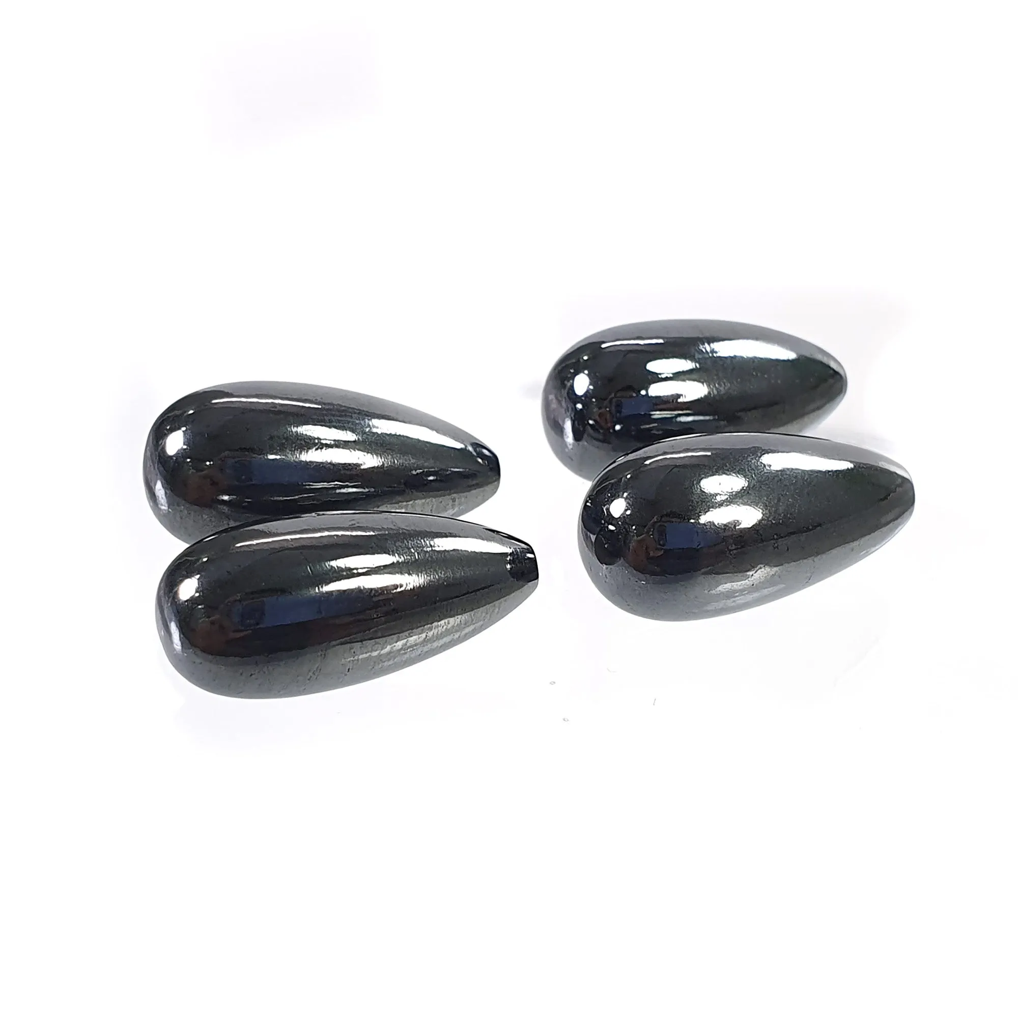 BLACK HEMATITE Gemstone Cabochon : 108.20cts Natural Untreated Unheated Hematite Tear Drop 20.5mm 4pcs