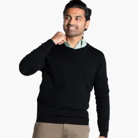 Black Merino V-Neck Sweater