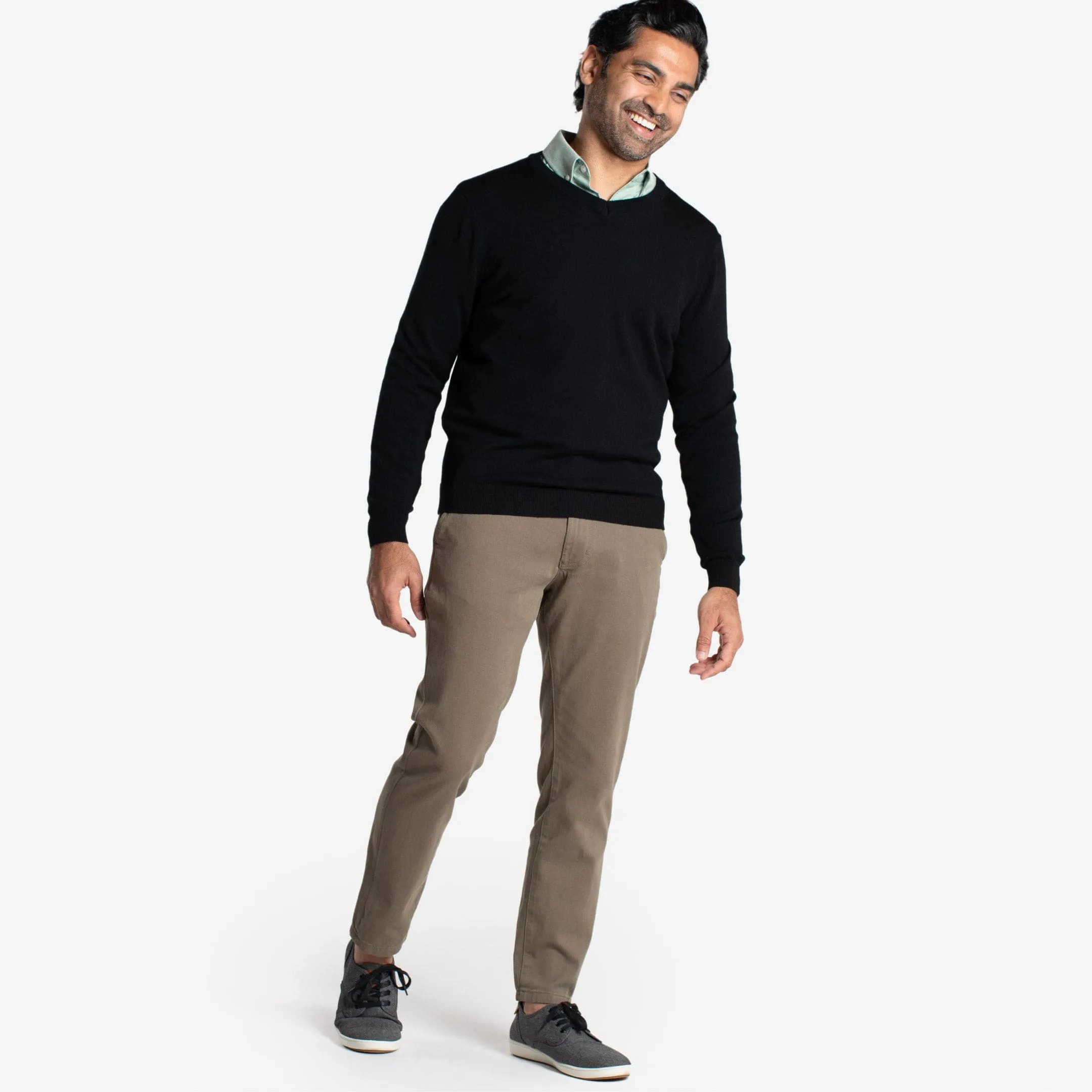 Black Merino V-Neck Sweater