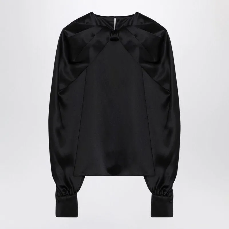 BLACK SILK SATIN BLOUSE