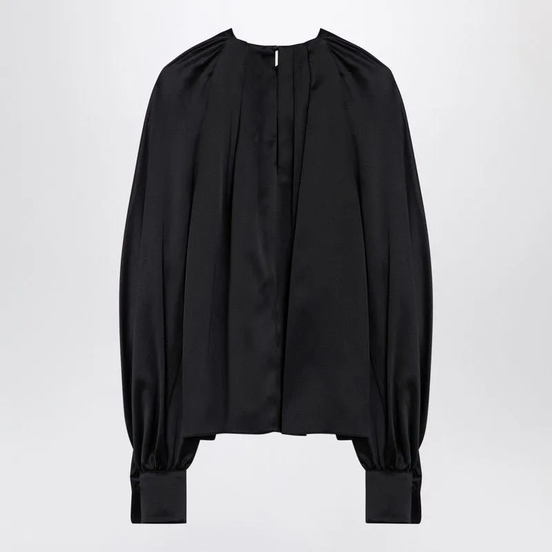 BLACK SILK SATIN BLOUSE