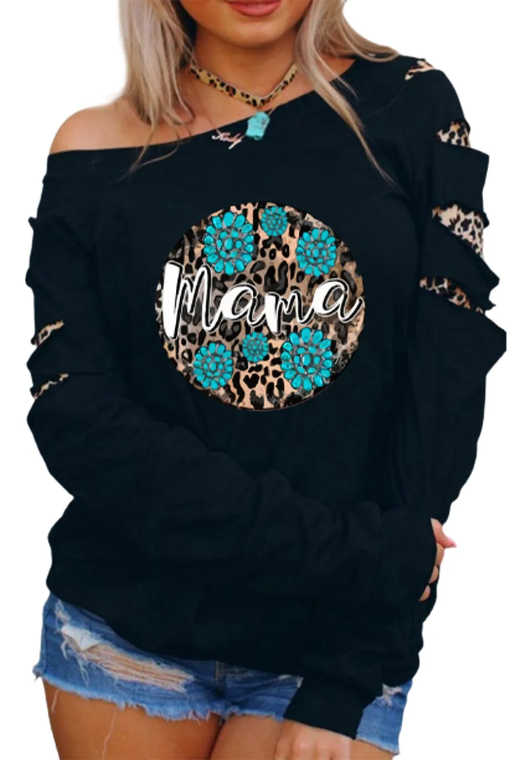 Black Sweatshirts for Women Crewneck Tops Long Sleeve Print Pullover Tops