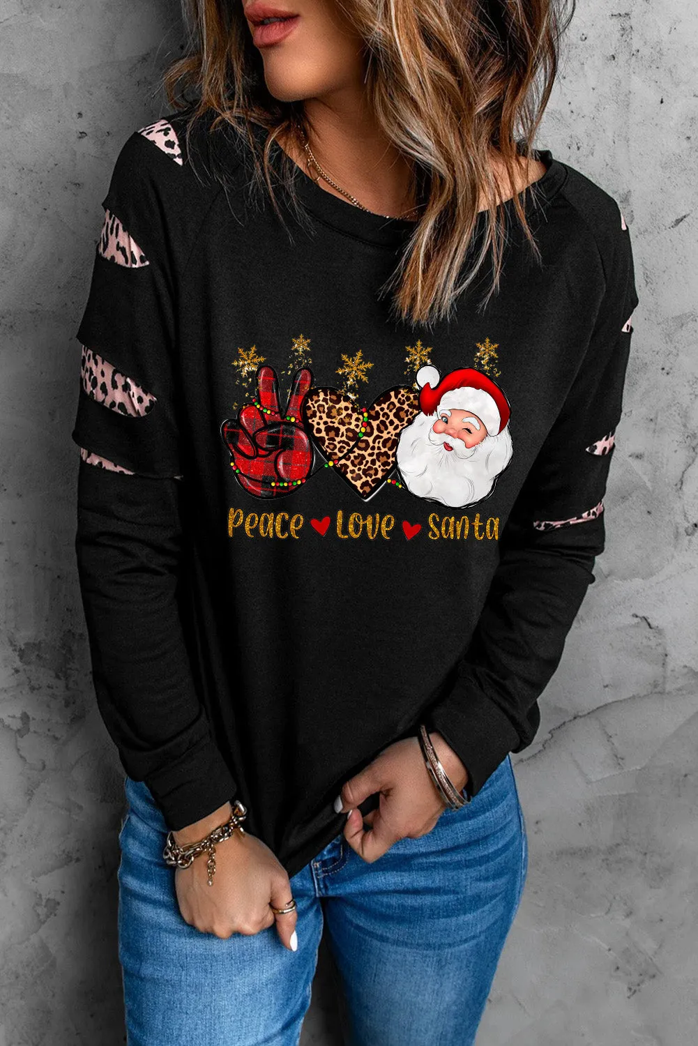 Black Sweatshirts for Women Crewneck Tops Long Sleeve Print Pullover Tops